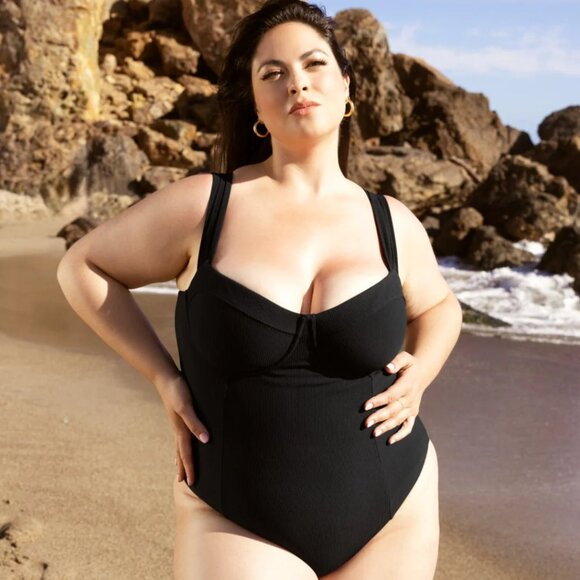 BNWT Black Popflex Active Boardwalk Bombshell One Piece Swimsuit 2X - Picture 1 of 8